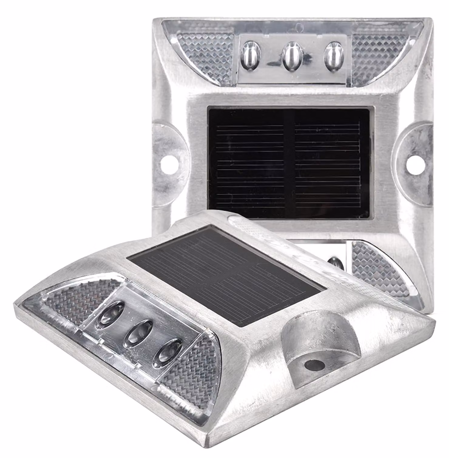 Set di 6 lampade da esterno a energia solare per segnare il terreno, con tecnologia LED, impermeabili, di colore bianco, ideali per vialetti