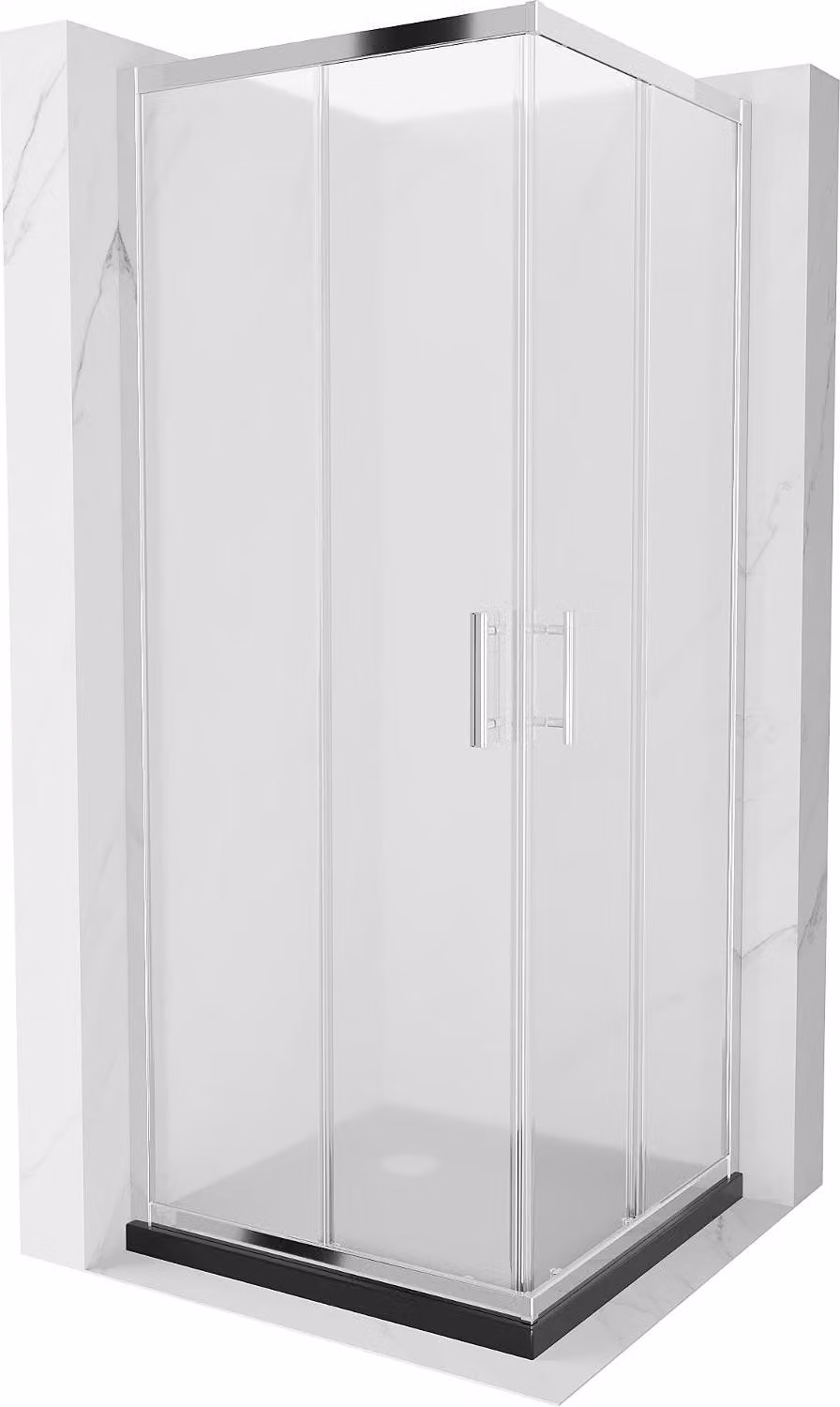 Mexen Rio cabina doccia quadrata 70 x 70 cm, satinato, cromo + piatto Flat, nero - 860-070-070-01-30-4070