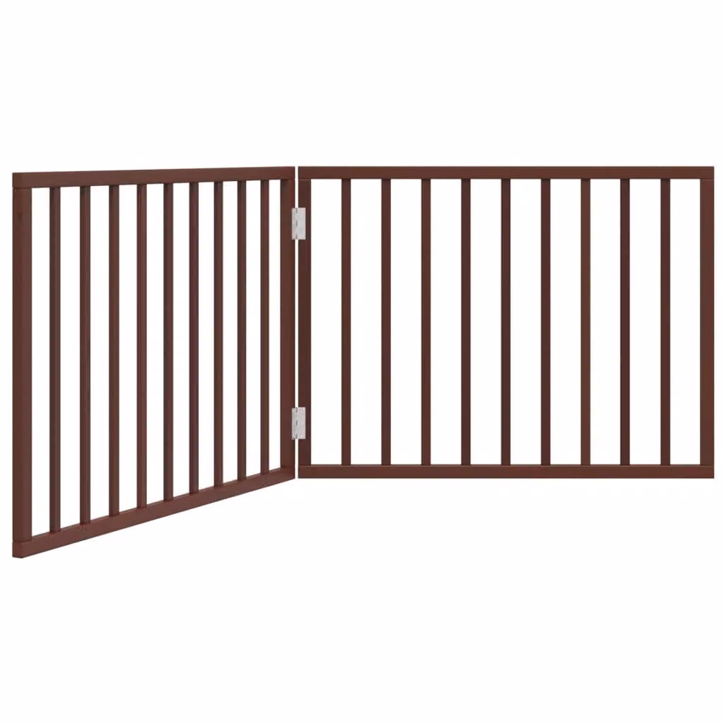Cancello Cani Pieghevole 2 Pannelli Marrone 160cm Legno Pioppo