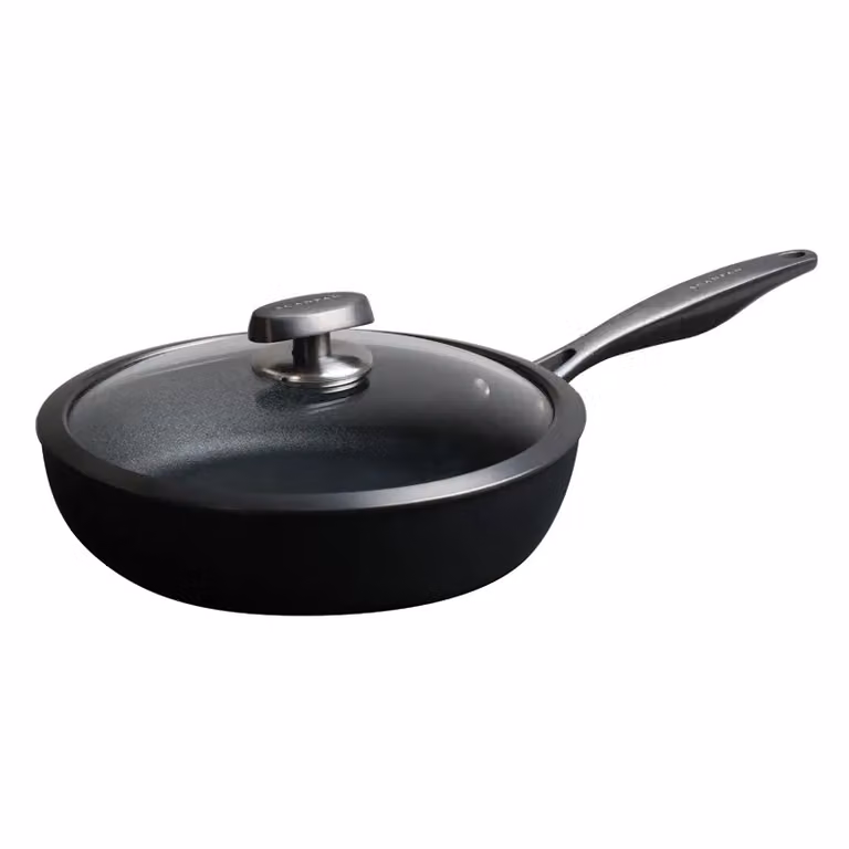 Padella alta serie PRO SB+ in alluminio antiaderente per induzione con manico e coperchio, diam. 28cm