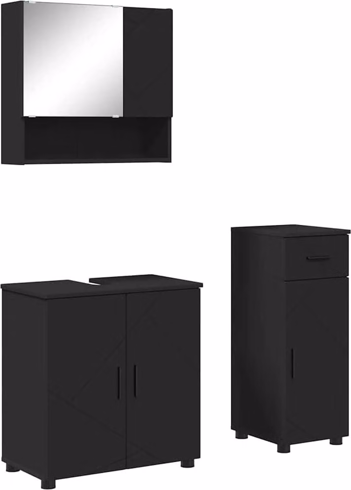SYFAX™ Set di mobili per il bagno con cassetto con porta 3 pcs Nero