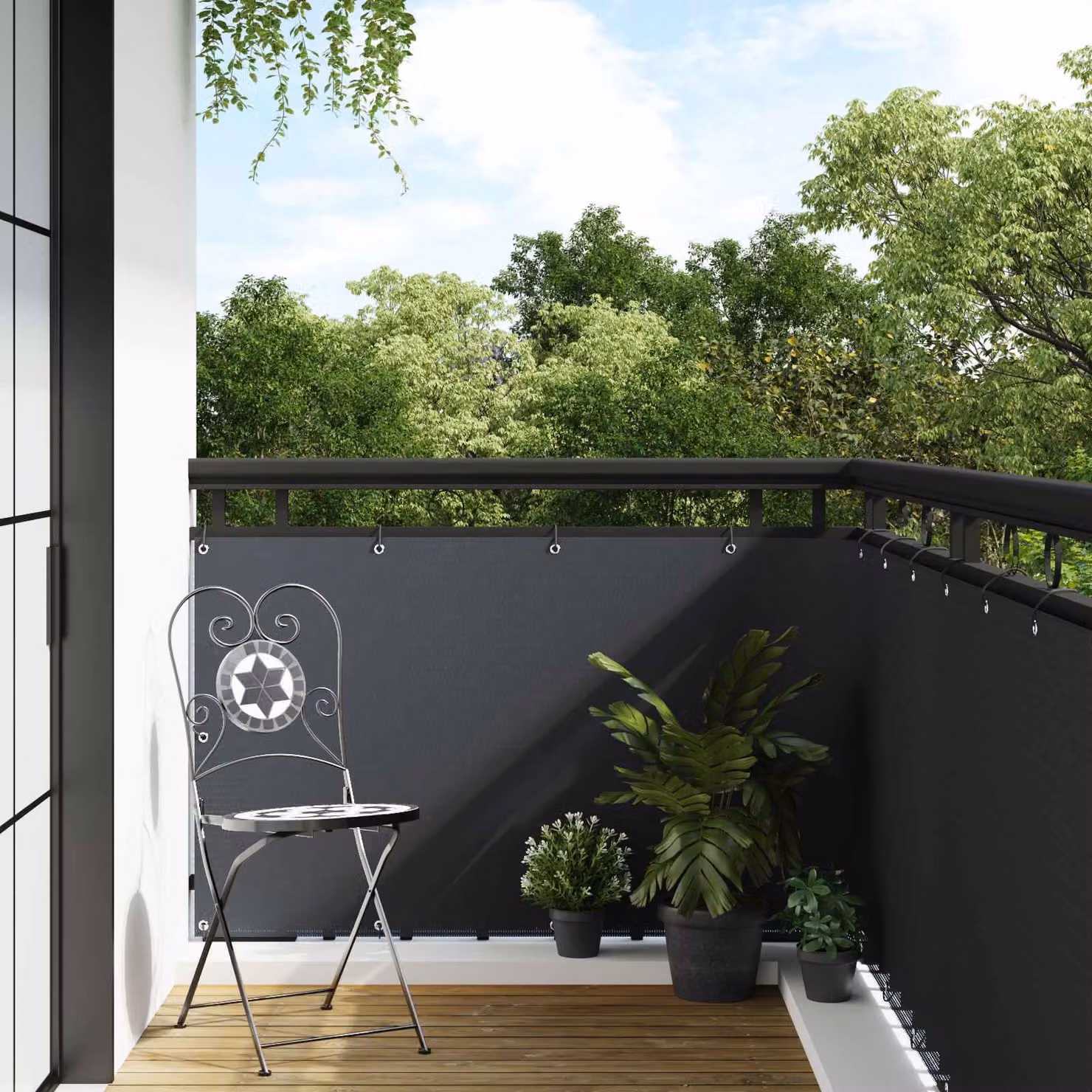 Schermo per balcone vidaXL in polyrattan color antracite, L: 1000 cm, H: 90 cm