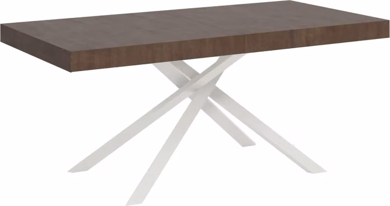 ITYHOME - Tavolo allungabile 160/264x90 cm Karida noce gambe bianche