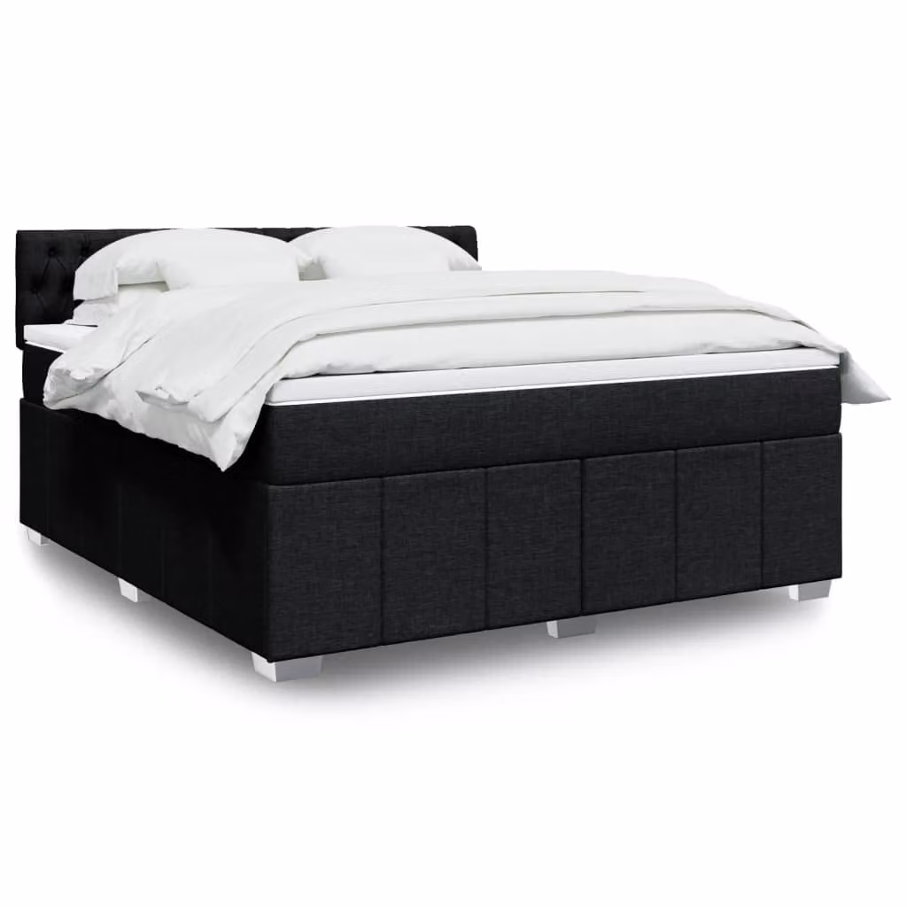 vidaXL Giroletto a Molle con Materasso Ibrido in Tessuto Nero, L 180 cm x P 200 cm – 1