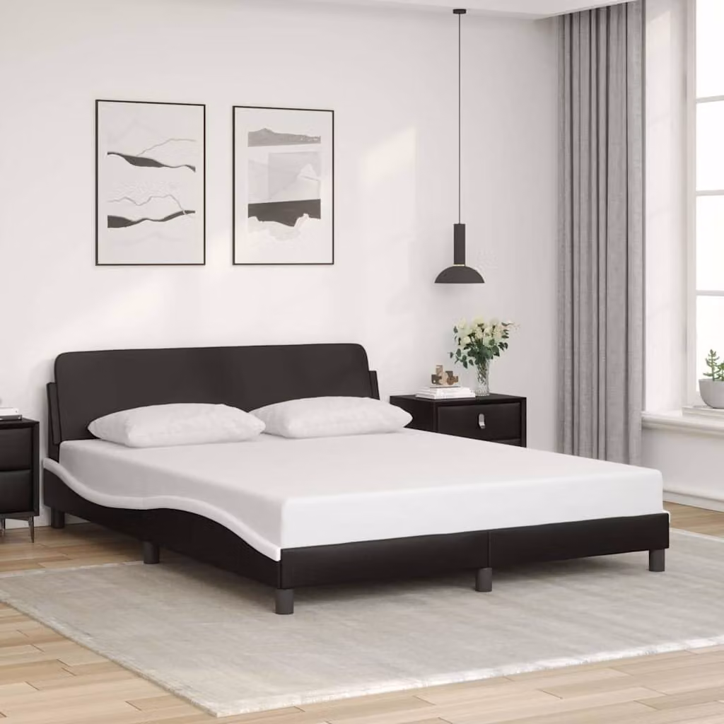 vidaXL Giroletto Dover Nero e Bianco in Similpelle L/P: 160 x 200 cm