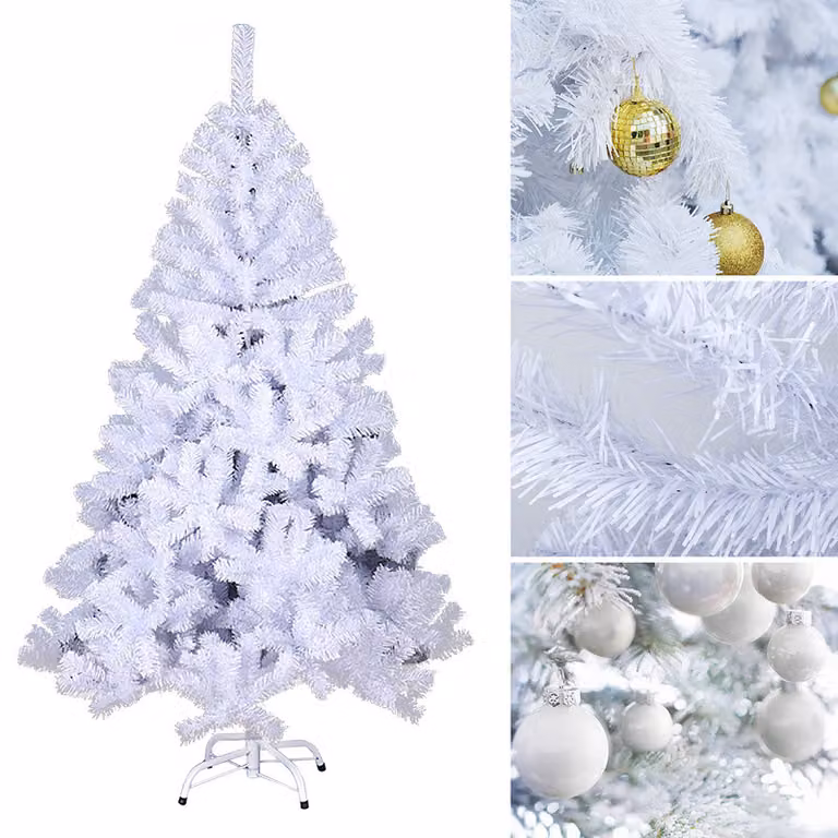 Jopassy albero di Natale decorazione di plastica con supporto 180cm bianco