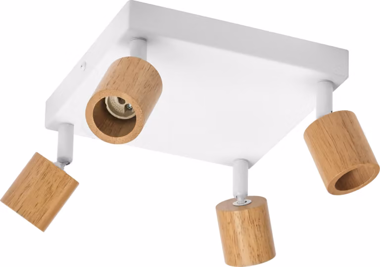 OSRAM LED Spot Brick Lampada da soffitto 4xGU10 Pannello bianco legno, quattro faretti 230V con riflettori regolabili