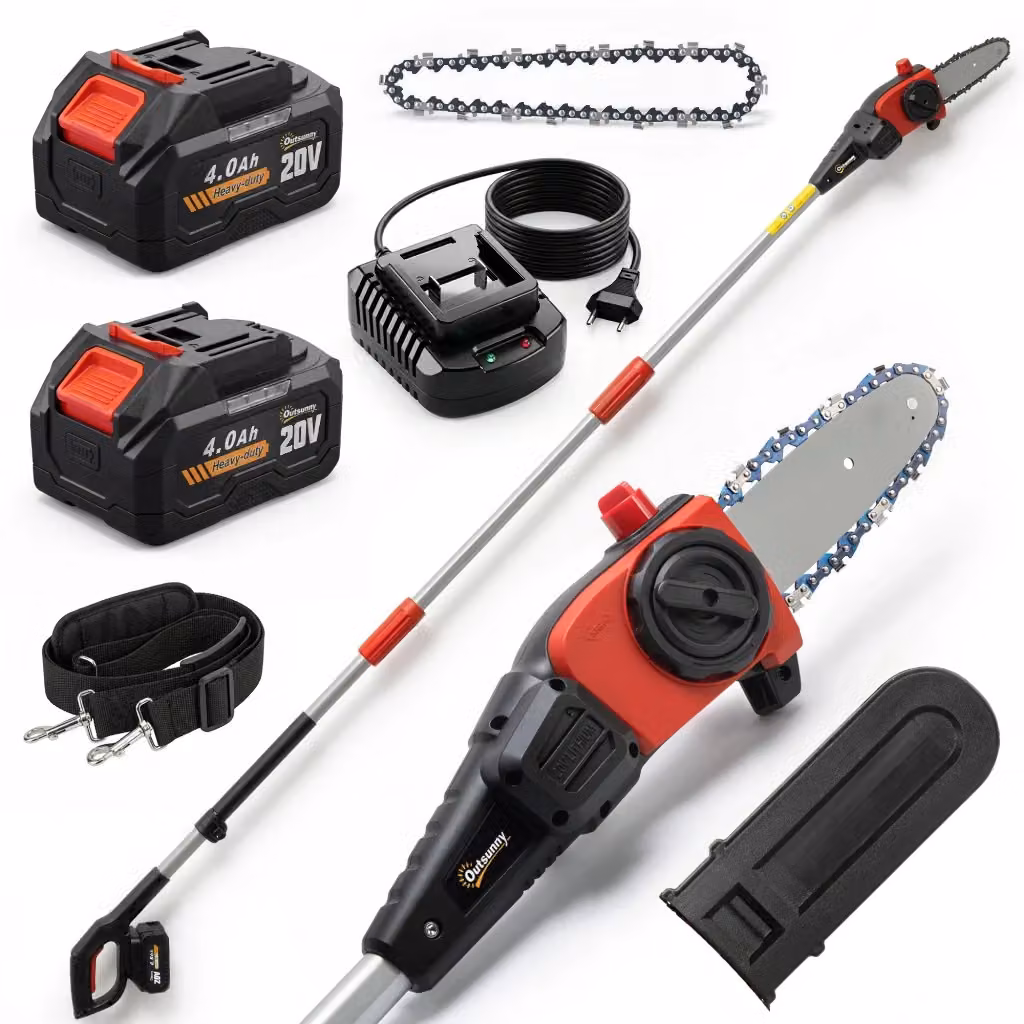 Motosega Elettrica Telescopica Xylo con 2 Batterie da 4,0 Ah e Lubrificazione Automatica, Colore Nero e Rosso – 2