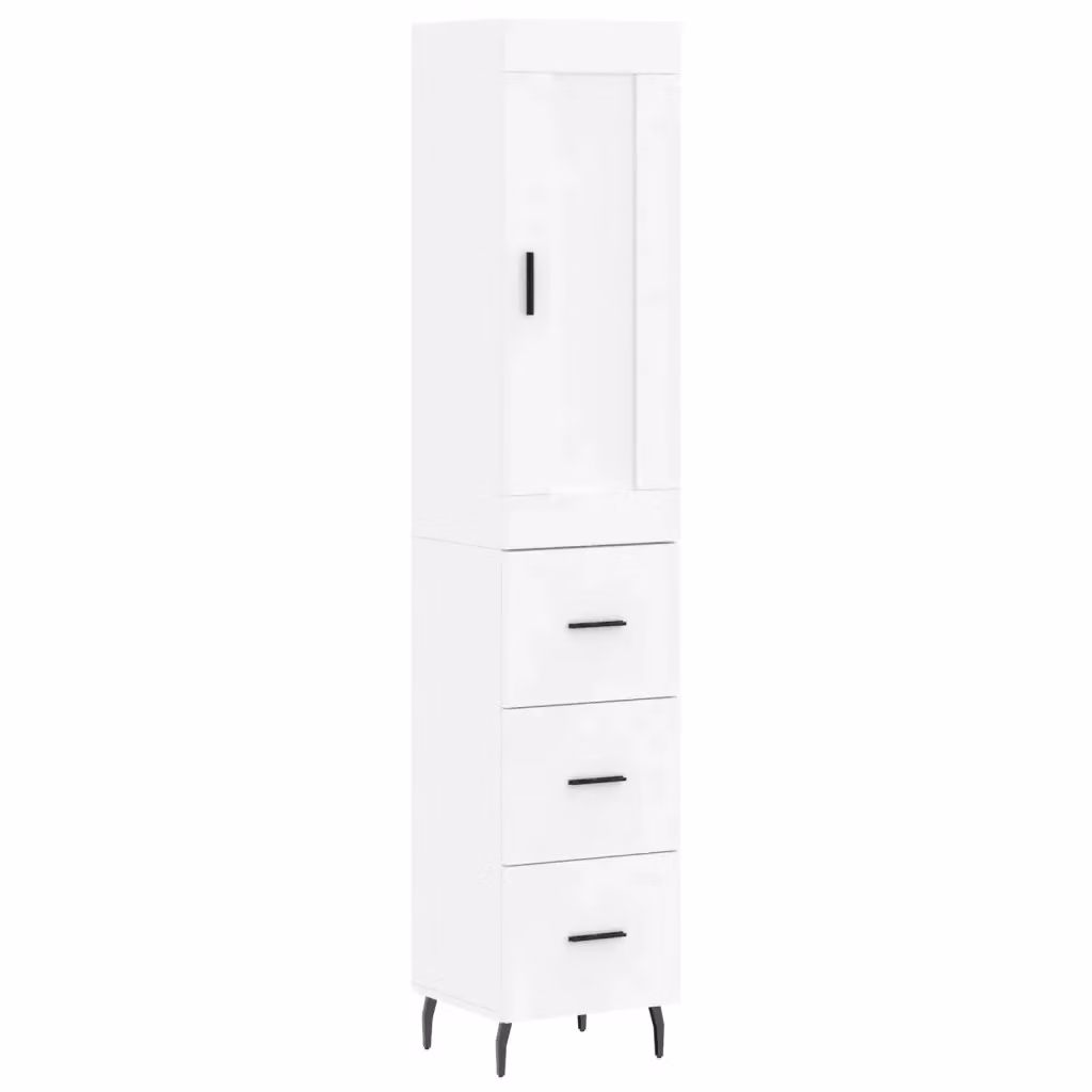 Credenza bianca moderna vidaXL a parete in legno e metallo L/P/H: 34,5 x 34,0 x 180,0 cm – 2