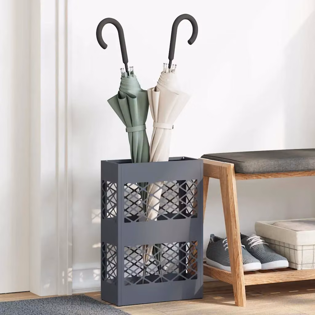 Stand per ombrelli da pioggia vidaXL in metallo color antracite L: 28 cm, P: 12 cm, H: 41 cm