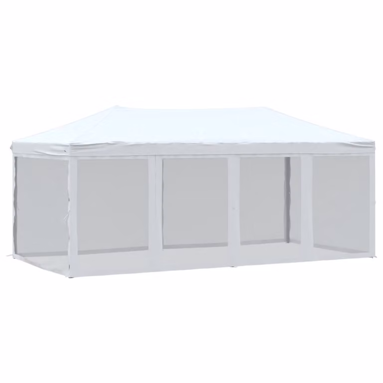 Tenda per Feste Pieghevole con Pareti Laterali Bianco 3x6 m