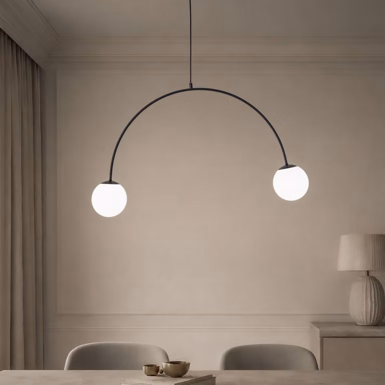 Lampada a sospensione in vetro Nova Domiluce, dimmerabile, Nero, Soggiorno / Sala da pranzo, Metallo, Moderno, Lampada a sospensione