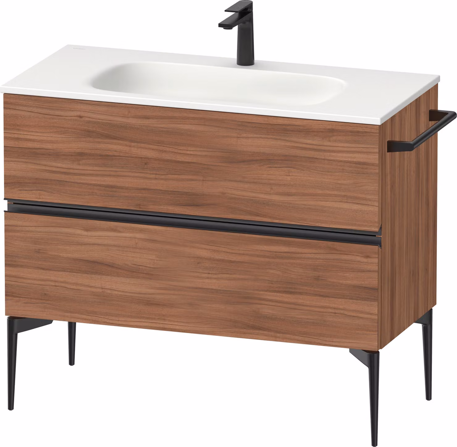 Duravit Sivida Meuble sous-lavabo, 2 tiroirs, poignée encastrée noir diamant mat, 1010x477x592mm, pour Sivida, SV46520BD790000, SV46520BD790000