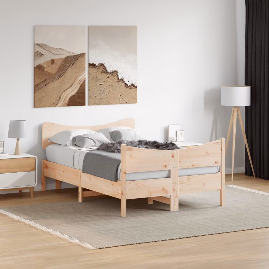 Letto senza materasso vidaXL in legno massello di pino color marrone L: 120 cm, P: 200 cm – 1