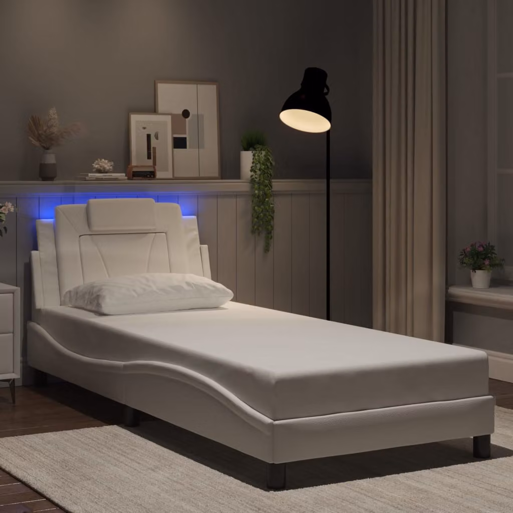 vidaXL Giroletto Viana Bianco con LED e porta USB, L/P/H: 90 x 190 cm – 1
