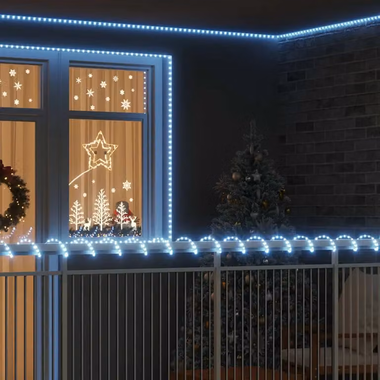 vidaXL Luce a corda con 1200 LED Bianco Freddo, 50 m, Trasparente/Bianco, con Telecomando e Protezione IP44 in PVC