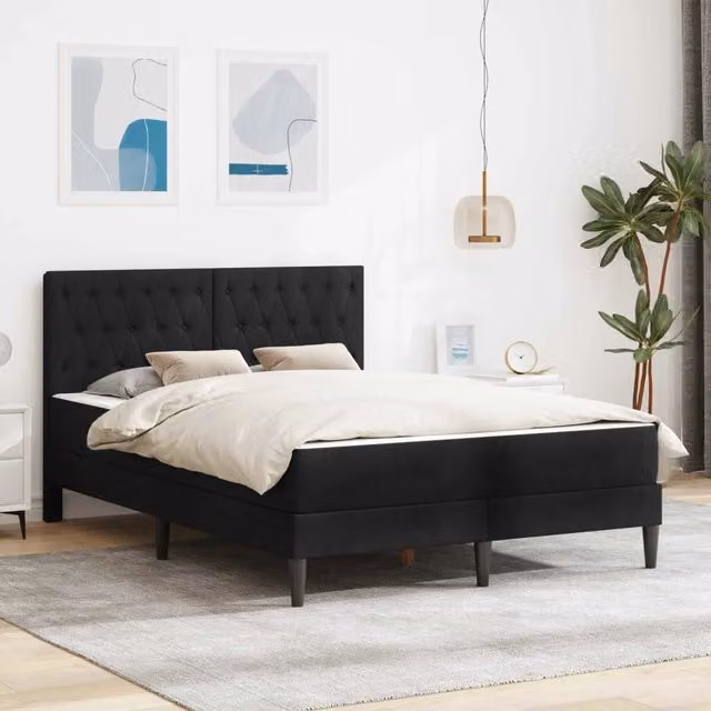Struttura letto con materasso vidaXL in velluto nero L/P/H: 200 x 120 x 96 cm – 1
