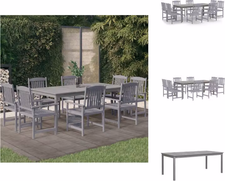 vidaXL Set da pranzo da giardino 9 pezzi in legno massiccio di acacia grigio - Set di mobili da giardino