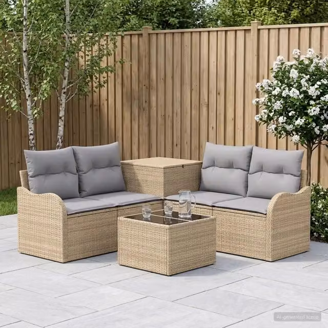 Set di divani 6 pz Beige e Grigio Chiaro 55 x 55 x 37 cm 3447143