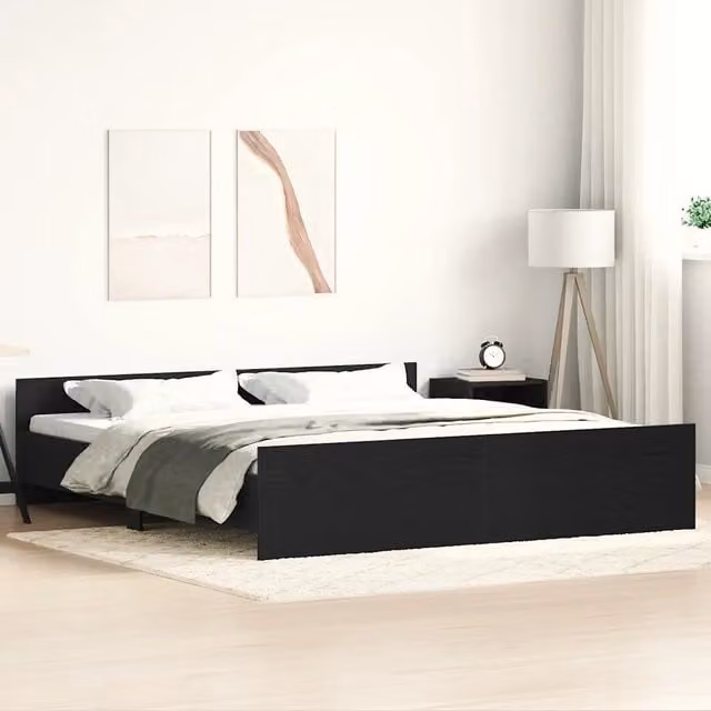 Giroletto senza materasso vidaXL in legno e MDF nero L 200 cm x P 200 cm x H 30 cm