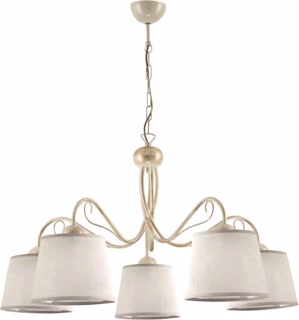 Lampadario retro 5 luci ecru con paralumi E27 Jupiter