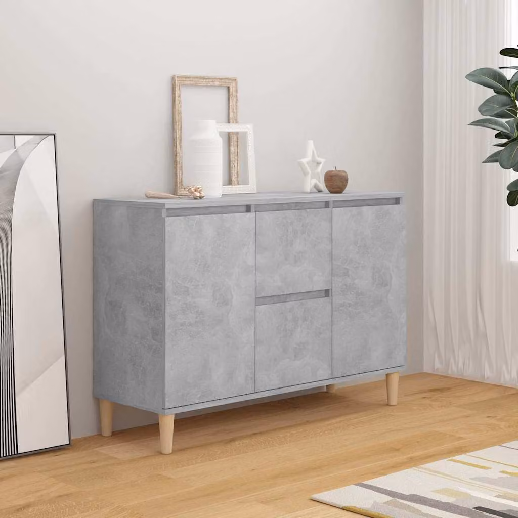 Credenza vidaXL in legno multistrato grigio cemento e nero L: 101 cm, P: 35 cm, H: 70 cm