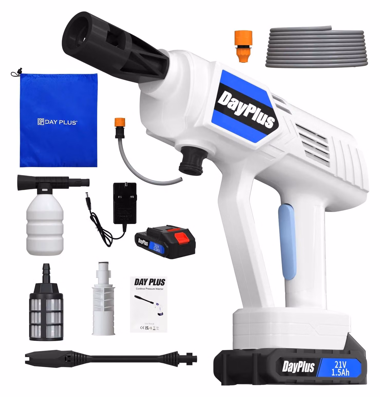 Idropulitrice a batteria - 21 V - Ricaricabile - 1 batteria inclusa - Funzione di nebulizzazione della schiuma - Per la pulizia