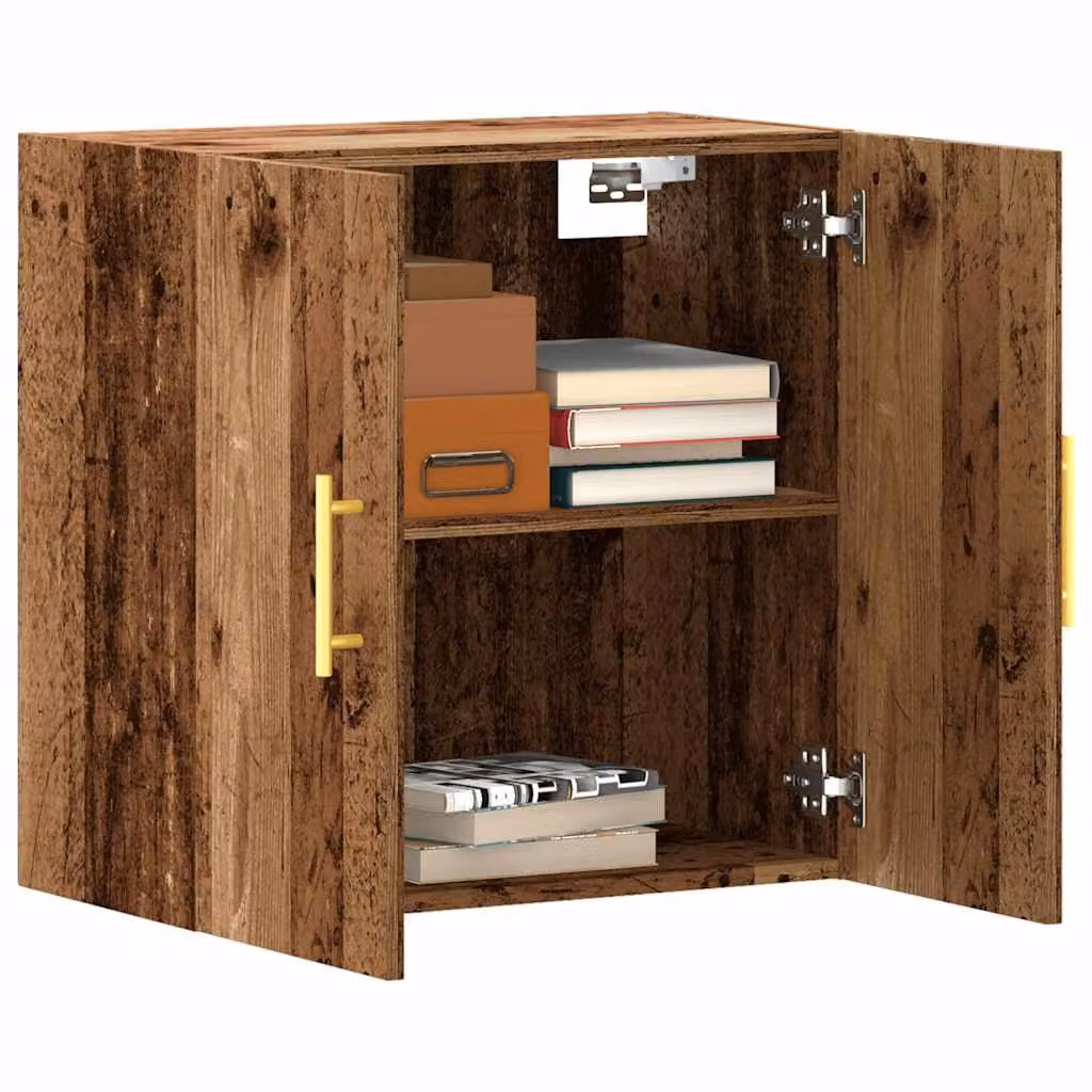 Armadietto a muro vidaXL in legno rustico marrone con ante a battente, L 60 cm x P 31 cm x H 60 cm