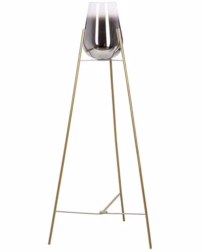 Lampada da terra in metallo con plafoniera ovale in vetro dorato 133 cm