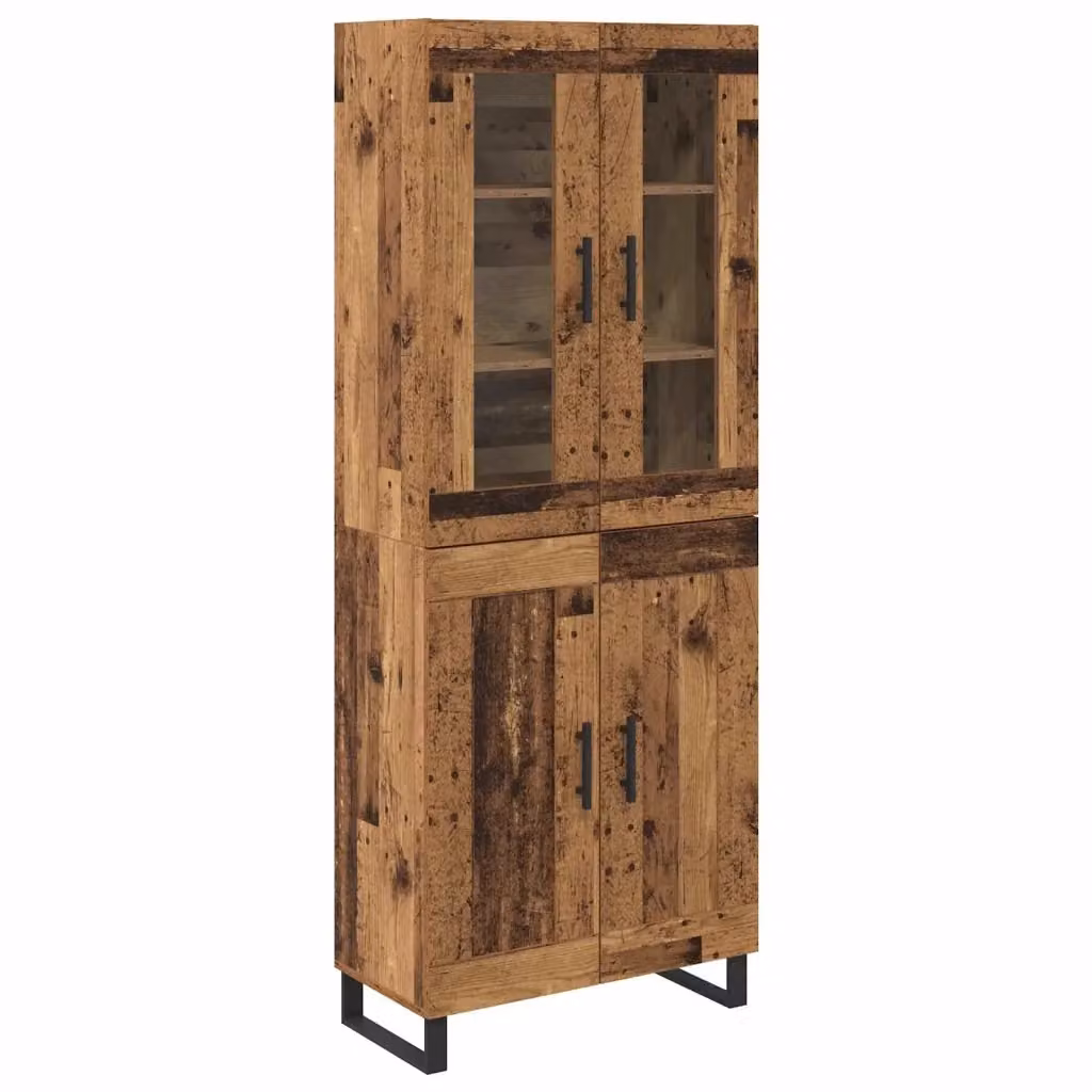 Set di 2 credenze moderne vidaXL in legno e metallo colore marrone L: 69,5 cm, P: 34 cm, H: 180 cm – 2