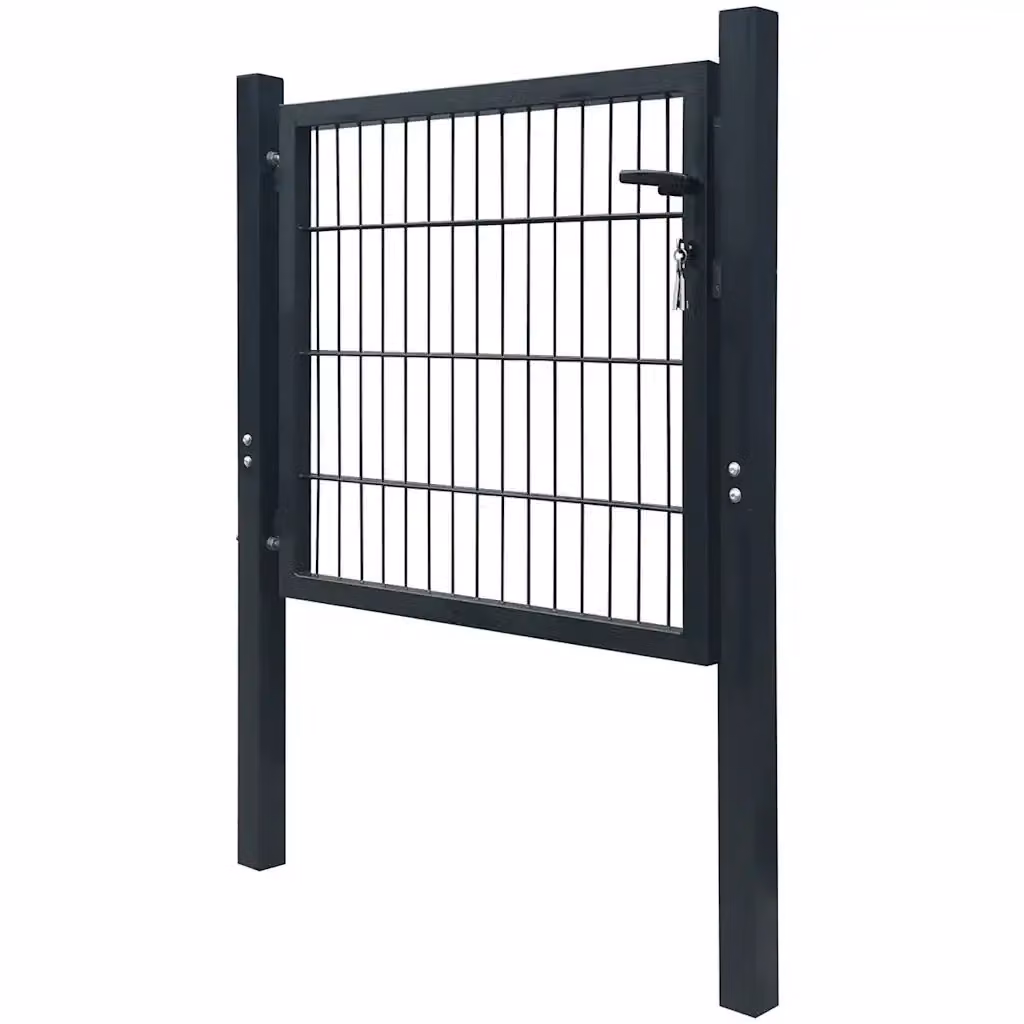 Cancello singolo per recinzione 2D vidaXL in acciaio Grigio Antracite L: 100 cm, H: 80 cm – 2