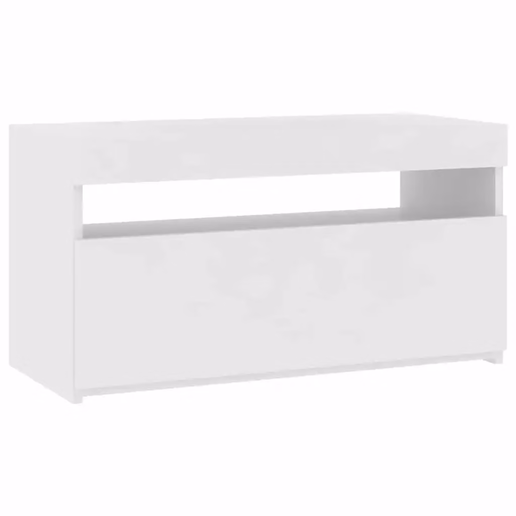 vidaXL Mobile Porta TV Moderno con Luci LED Integrate Bianco L: 75 cm, P: 35 cm, H: 40 cm