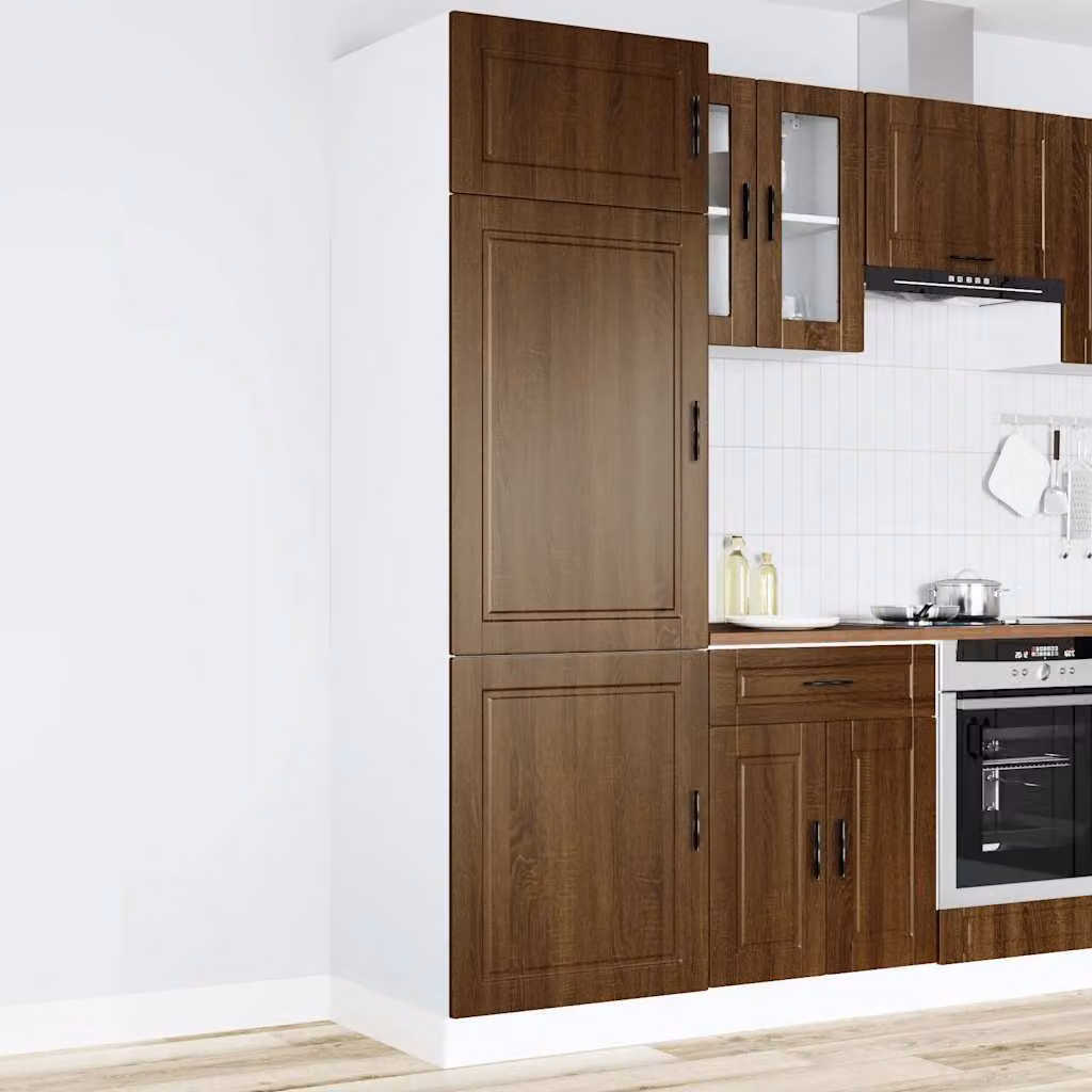 vidaXL Mobile Pensile da Cucina Moderno in Legno MDF Marrone con Ante a Battente L/P/H: 57 x 3 x 207 cm – 1