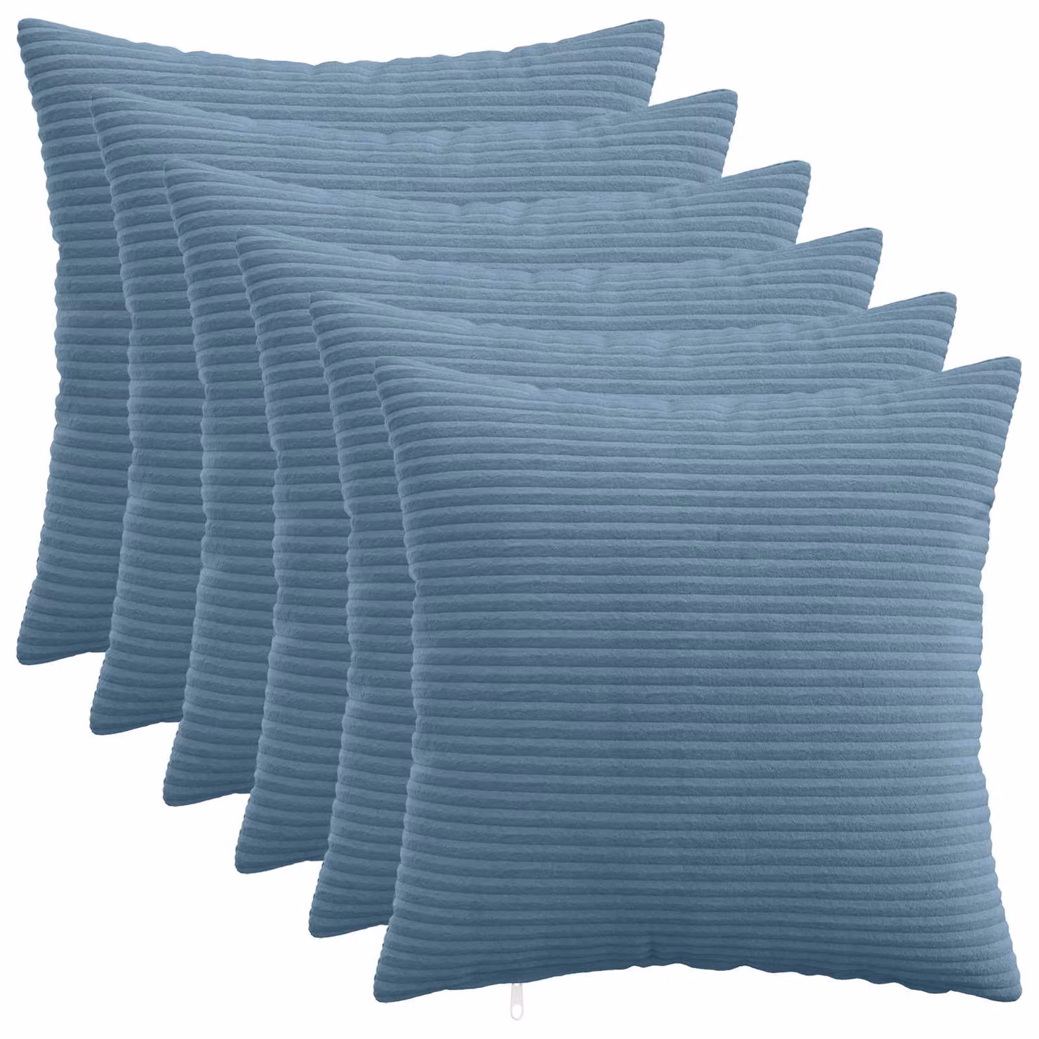 Set di 6 federe vidaXL HEERLEN blu in velluto a coste, L 45 x P 45 cm
