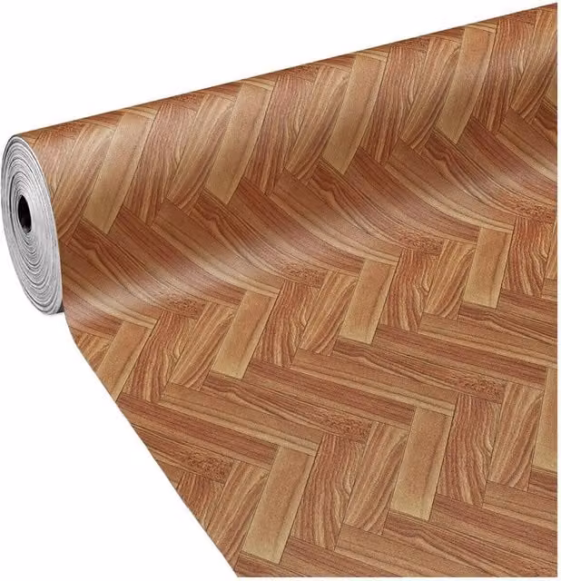 Pavimento in PVC EMMEVI effetto legno spina di pesce marrone rotolo L: 1,5 m x P: 15 m