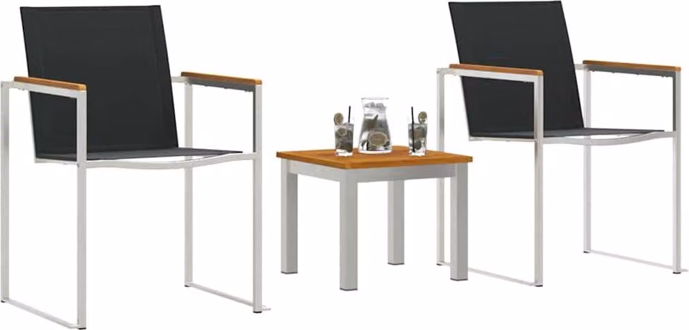 Set da Pranzo per Giardino 3 pcs Marrone e Nero