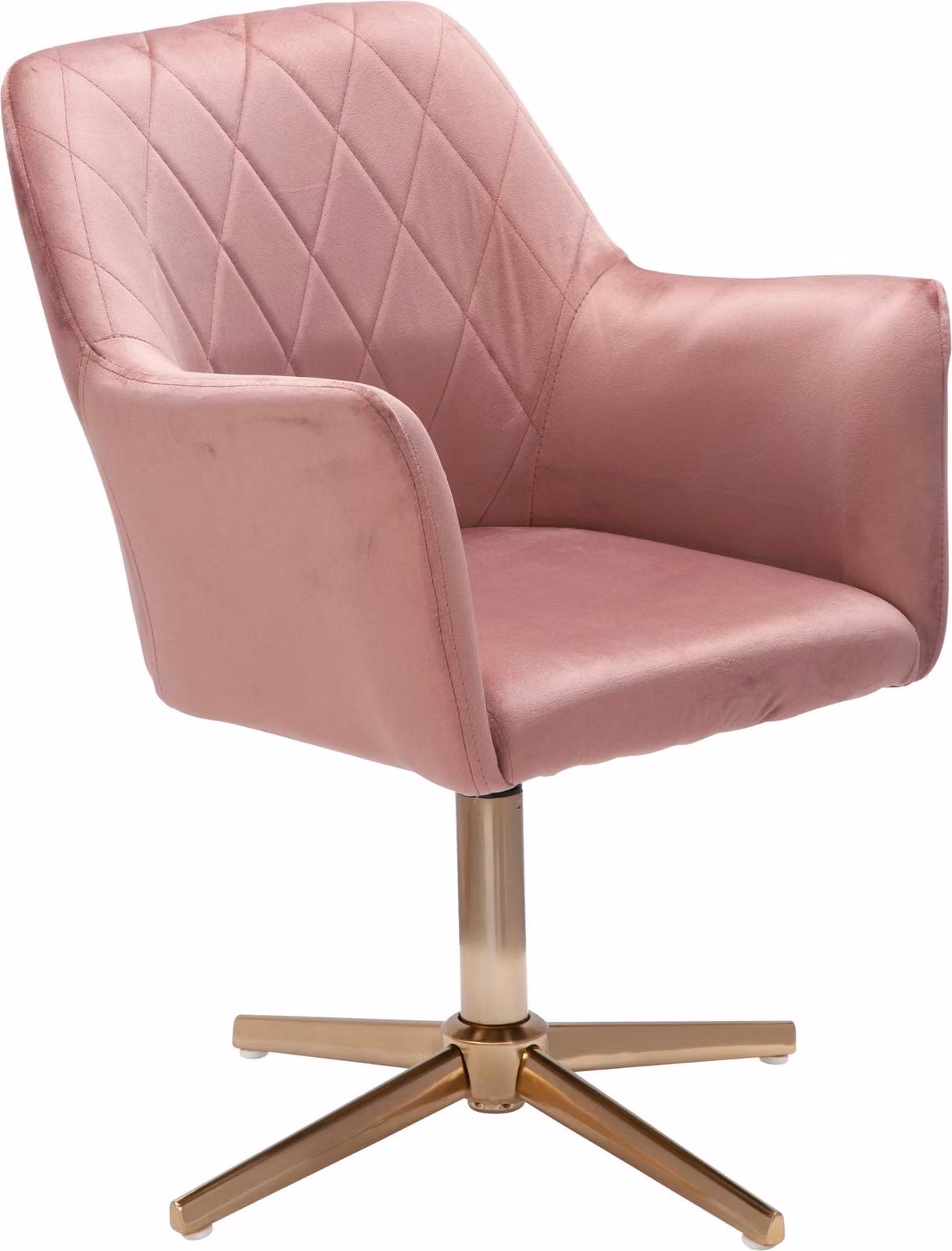 Sedia da scrivania girevole in velluto rosa con schienale | Wohnling