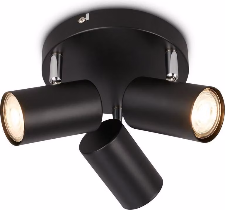 Briloner SUPO Lampada da soffitto, orientabile, attacco GU10, 3 lampadine, nero, Ø16 x 12 cm