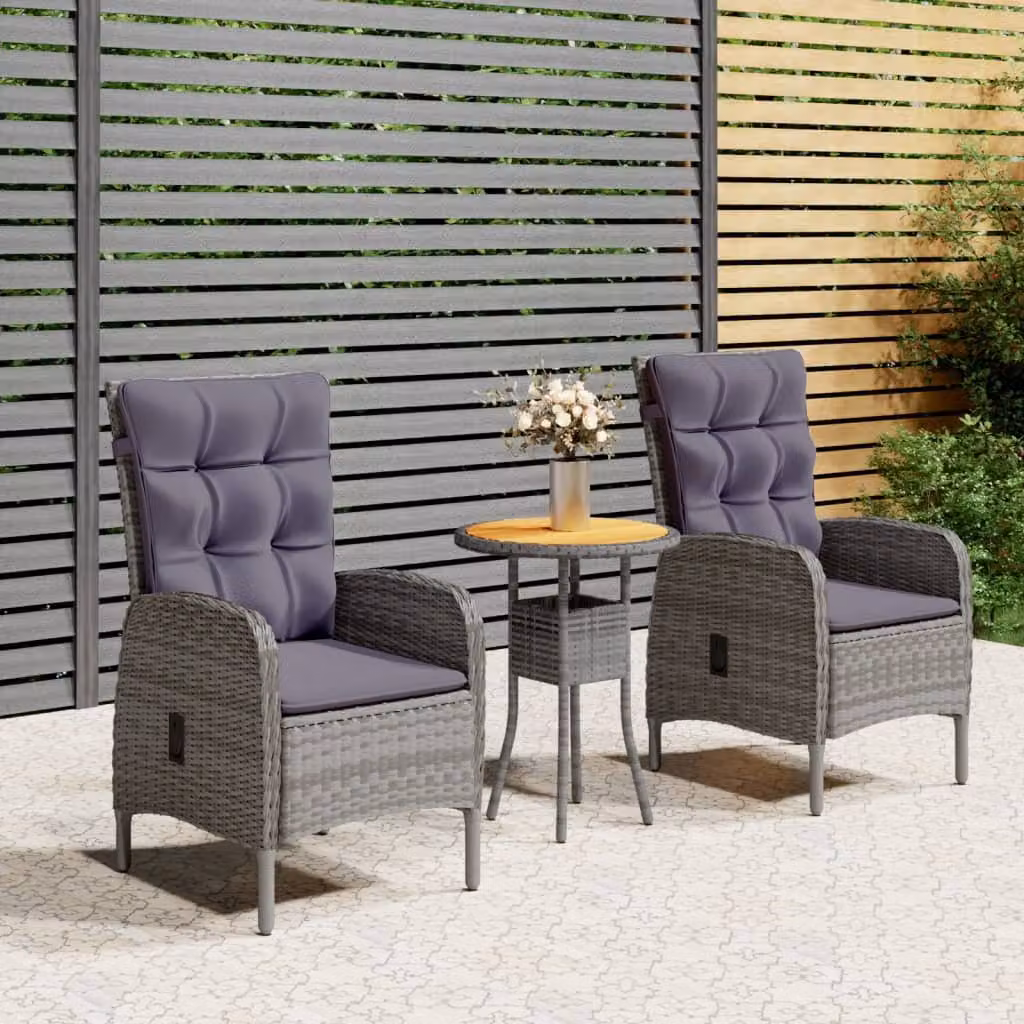 Maison Exclusive - Set da giardino da 3 pezzi in polyrattan grigio
