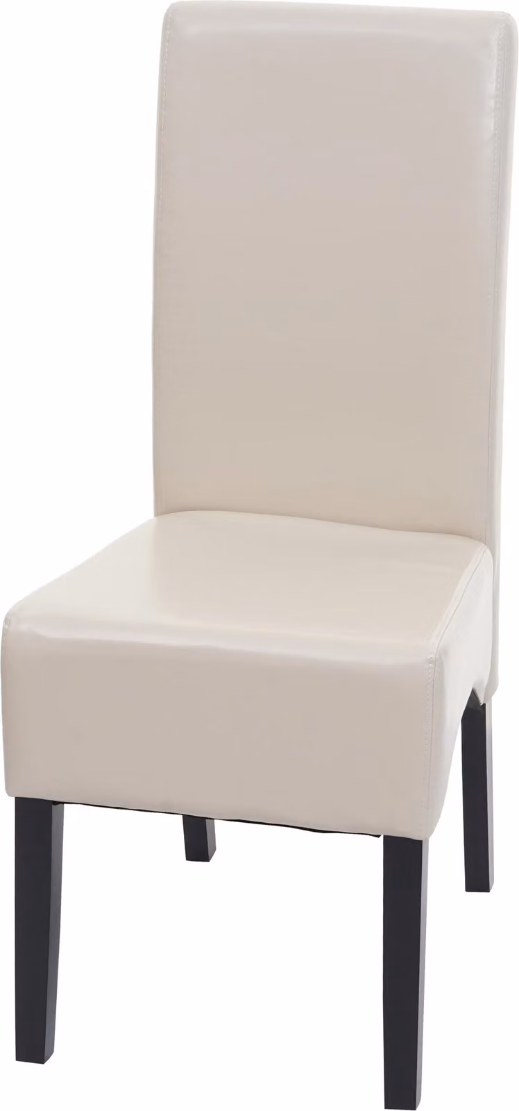 Sedia da sala da pranzo Crotone, sedia da cucina, pelle ~ color crema, gambe scure