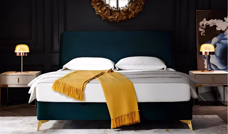 Bett 180x200cm Textil Schlafzimmer Möbel Luxury Moderne Betten Design Bett Samt