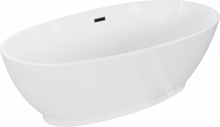 Mexen Bilbao vasca da bagno autoportante 180 x 90 cm, bianca, troppo pieno nero - 51311809000-70