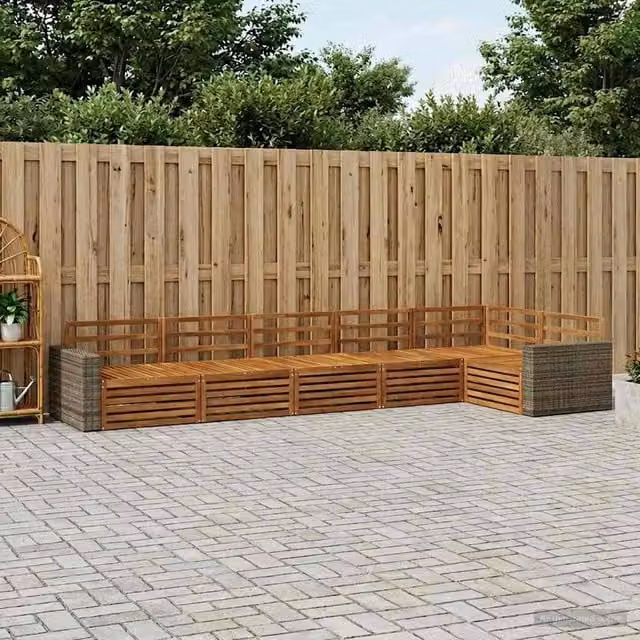 Set di divani da esterno 6 pz Naturale Legno di Acacia Massello 3383427