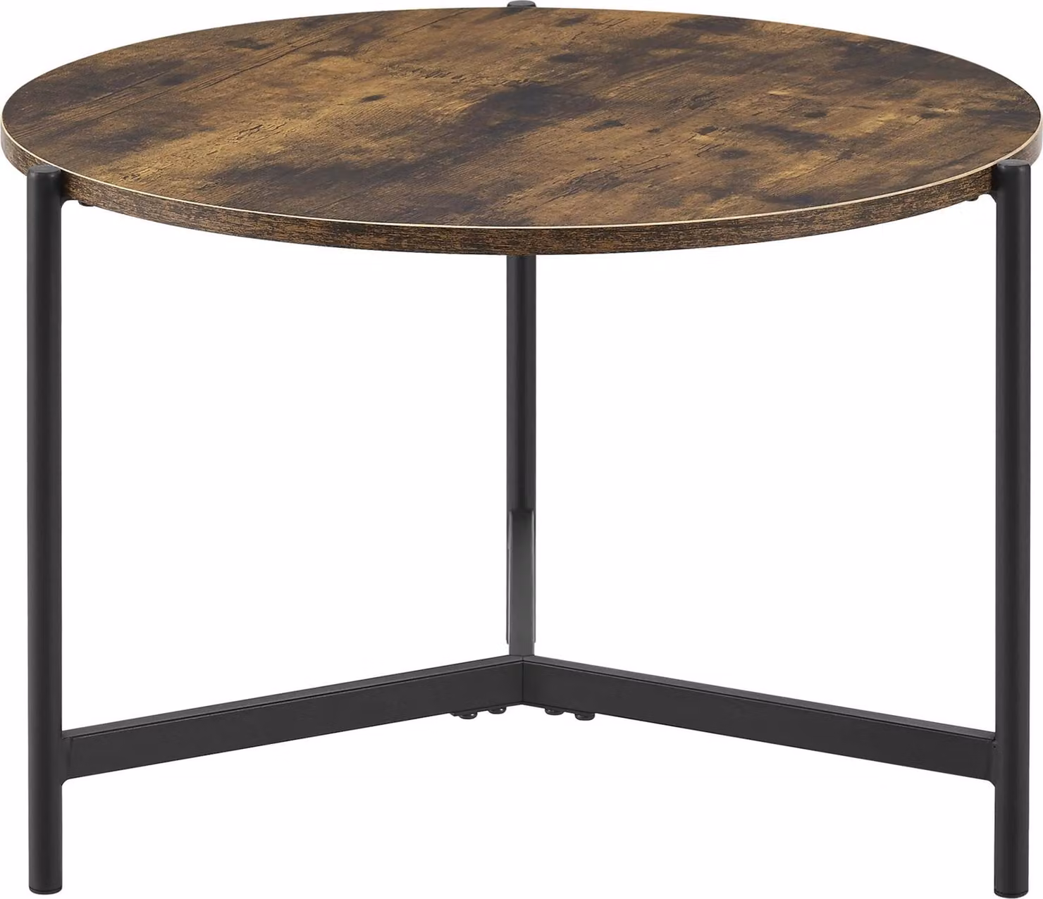 In And OutdoorMatch Tavolino rotondo Jackson - 40xØ60 cm - Colori del legno e nero - MDF e metallo verniciato a polvere - Design moderno