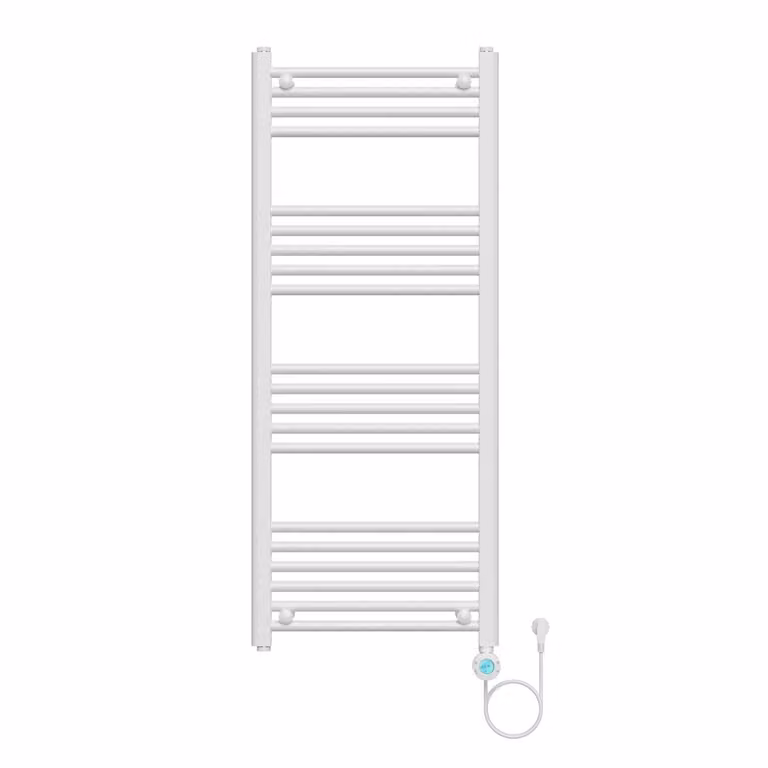 Asciugatore elettrico per asciugamani BELVIT, 700 W, bianco lucido, con controllo smart tramite Wi-Fi e termostato, dimensioni 1200x500 mm