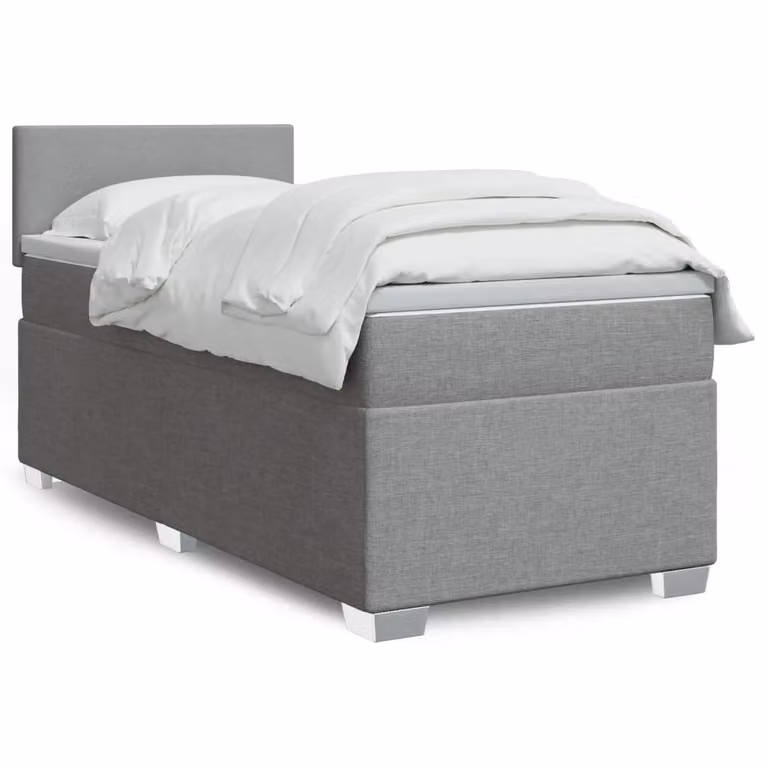 vidaXL Giroletto a Molle con Materasso Ibrido in Tessuto Grigio e Bianco L/P/H: 190 x 90 x 100,5 cm