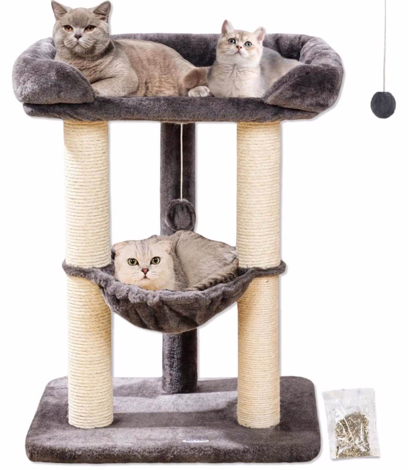 Albero per gatti con amaca e tiragraffi - 71 cm, grigio