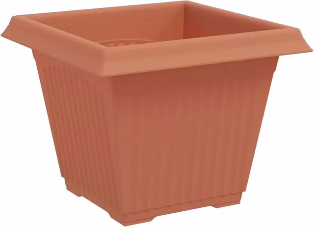 Set di 24 vasi da fiori quadrati 43 x 43 x 33,5 cm design minimalista versatile in plastica rosso mattone 02_0059372