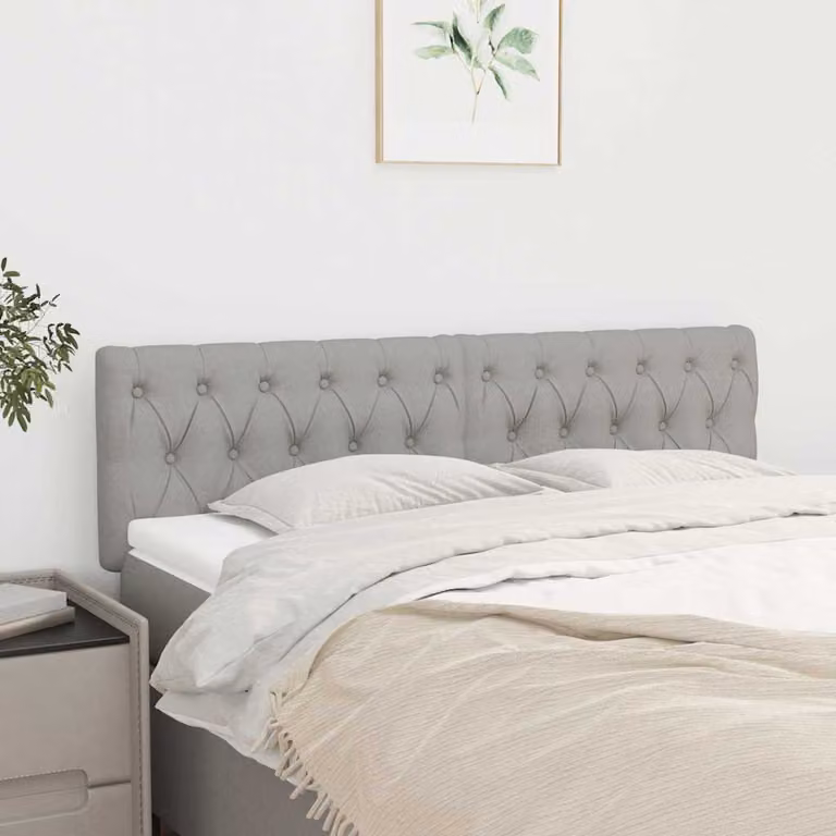 Testiera per letto imbottita vidaXL in tessuto grigio chiaro, L: 160 cm, P: 7 cm, H: 78-88 cm