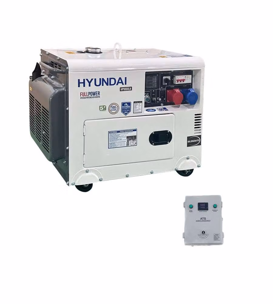 Gruppo Elettrogeno Diesel Silenziato Hyundai Full Power 8,5 kW Bianco